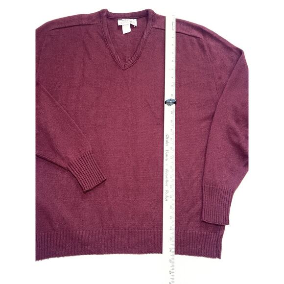 Fall River Knitting Mills Sweater Size XL Maroon Red V-Neck Grandpa VTG 80s USA - Picture 6 of 12
